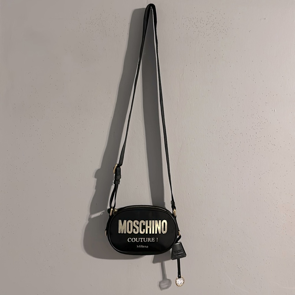 Moschino black crossbody bag with large handle crossbody